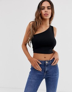 Черный кроп-топ на одно плечо без рукавов ASOS DESIGN Hourglass