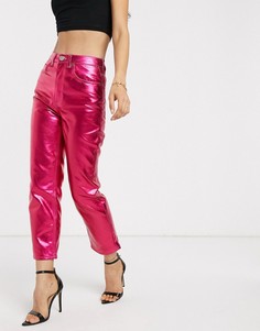 Ярко-розовые джинсы прямого кроя с эффектом металлик ASOS DESIGN florence-Розовый