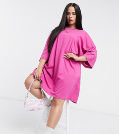 Розовое платье-футболка свободного кроя ASOS DESIGN Curve-Красный