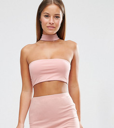 Кроп-топ в стиле бандо с чокером ASOS PETITE-Розовый