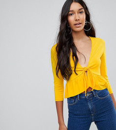Топ с узлом и оборкой ASOS TALL-Желтый