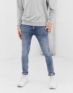 Джинсы скинни с эффектом кислотной стирки ASOS DESIGN-Синий