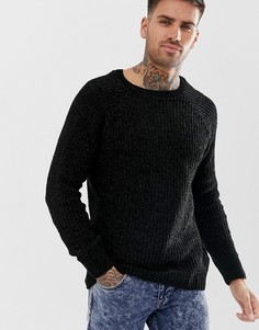 Черный джемпер из синели New Look