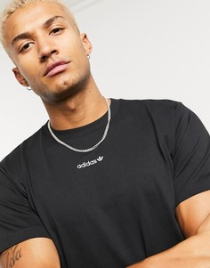 Черная футболка с повторяющимся логотипом adidas Originals-Черный