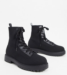 Черные ботинки для широкой стопы на шнуровке ASOS DESIGN-Черный