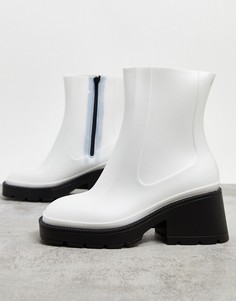 Белые резиновые ботинки на каблуке ASOS DESIGN-Белый