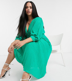 Платье миди с рукавами "летучая мышь" ASOS DESIGN Curve-Зеленый