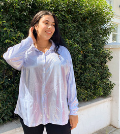 Серебристая свободная рубашка ASOS DESIGN Curve-Серебряный
