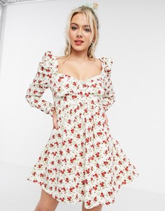 Платье мини с цветочным принтом ASOS DESIGN-Мульти