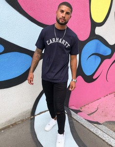 Темно-синяя футболка с логотипом в университетском стиле Carhartt WIP-Темно-синий