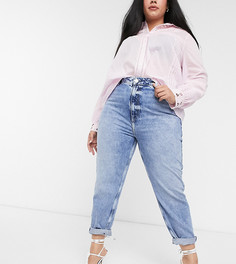 Голубые джинсы в винтажном стиле с завышенной талией River Island Plus-Синий
