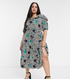 Черное платье миди с открытыми плечами River Island Plus-Черный