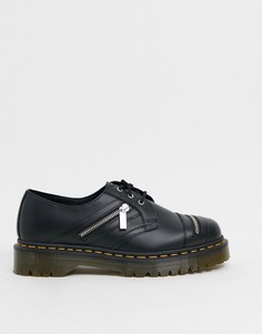 Черные туфли с 3 парами люверсов и молниями Dr Martens 1461-Черный