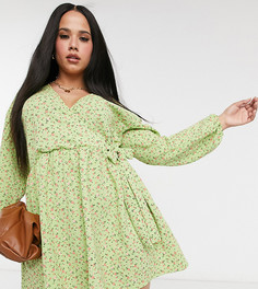 Зеленое oversized-платье с запахом ASOS DESIGN Curve-Зеленый