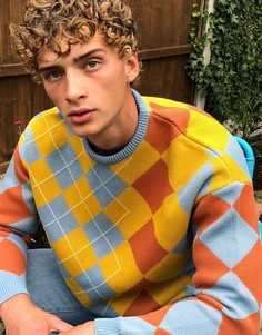 Свитер в стиле oversized с ромбовидным рисунком ASOS DESIGN-Мульти