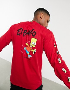 Красный лонгслив с принтом "El Barto" на спине Vans X The Simpsons-Мульти