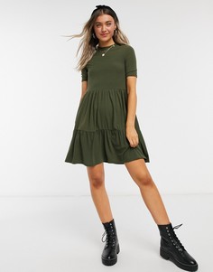 Свободное платье цвета хаки в рубчик Miss Selfridge-Зеленый