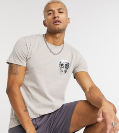 Бежевая длинная футболка с черепом Jack & Jones Originals эксклюзивно для ASOS-Бежевый