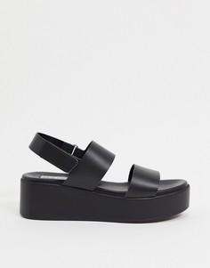 Черные кожаные сандалии на платформе Steve Madden-Черный