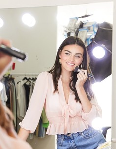 Розовый лонгслив со сборками и завязкой ASOS DESIGN