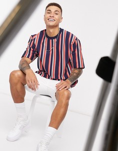 Темно-синий свитшот в полоску с короткими рукавами Topman