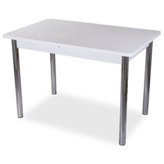 Стол кухонный Домотека Румба ПР-1 КМ 02, раскладной, ДхШ: 120 х 80 см, длина в разложенном виде: 157 см, 04/БЛ белый 02 хром