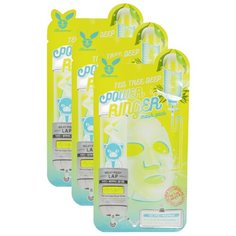 Elizavecca Успокаивающая тканевая маска с экстрактом чайного дерева Tea Tree Deep Power Ringer Mask Pack, 23 мл, 3 шт.