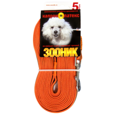 Поводок для собак Зооник капрон+латексная нить двойная оранжевый 5 м 15 мм