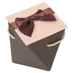 Корзина подарочная Yiwu Zhousima Crafts с бантом и ручками 15 х 11.5 х 15 см бежевый/шоколадный