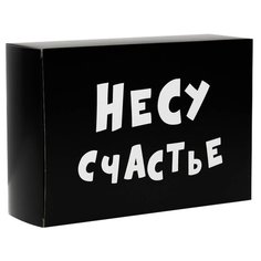 Коробка подарочная УпакПро Несу счастье 16 × 23 × 7.5 см черный