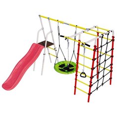 Спортивно-игровой комплекс ROMANA Богатырь + гнездо качели белый/желтый/красный/розовый/зеленый