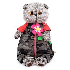 Мягкая игрушка Basik&Co Кот Басик в камуфляжном комбинезоне 30 см