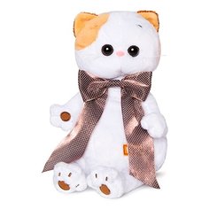 Мягкая игрушка Basik&Co Кошка Ли-Ли с атласным коричневым бантом 24 см