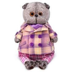 Мягкая игрушка Basik&Co Басик в пиджаке в сиреневую клетку 19 см