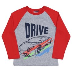 Лонгслив M-Bimbo размер 122, серый меланж/красный