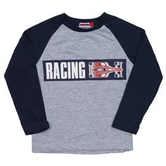 Лонгслив M-Bimbo размер 122, темно-синий/серый меланж