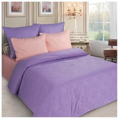 Постельное белье евростандарт Letto PS135 70х70 см, полисатин персиковый/фиолетовый