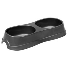 Миска Атлантис Пласт двойная 300 мл серебро