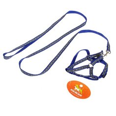 Шлейка с поводком Пижон Косточки синий