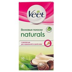 Veet Восковые полоски Naturals с маслом ши для нормальной и сухой кожи 10 шт.