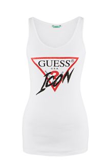 Хлопковая майка с отделкой стразами Guess