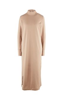 Бежевое платье из хлопка с высоким воротом Urban Tiger