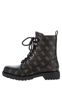 Черные демисезонные ботинки с монограммой бренда Guess
