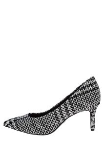 Черно-белые текстильные туфли на шпильке Tamaris