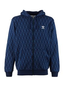 Синяя толстовка из хлопка на молнии Adidas Originals