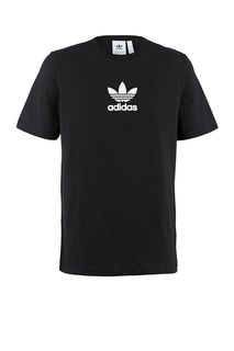 Черная футболка из хлопка с фактурным принтом Adidas Originals