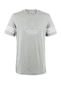Серая футболка с логотипом бренда Adidas Originals