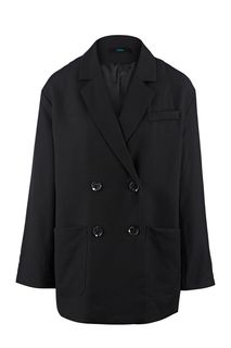 Черный двубортный пиджак с накладными карманами Befree