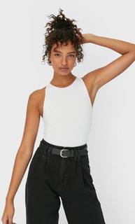 Stradivarius Боди С Горловиной Халтер Женская Коллекция Цвет Небеленого Полотна M