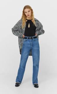 Stradivarius Трикотажное Боди С Разрезом Женская Коллекция Черный M